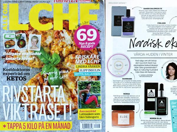 Swedish magazine LCHF is recommending our face oil for menn